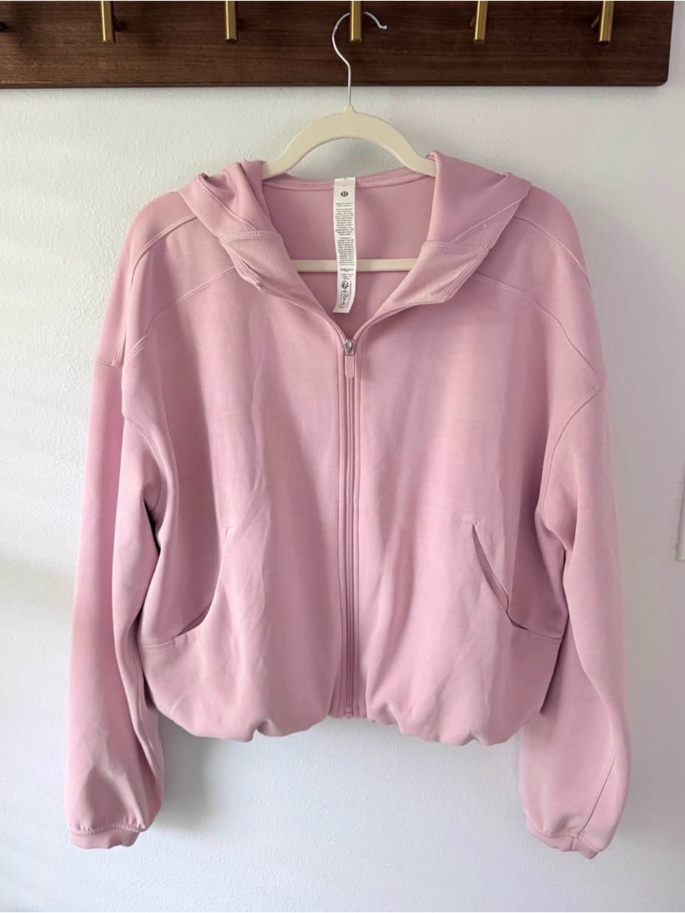 Lululemon softstreme full zip hoodie pink haze size 12 NEW no tag